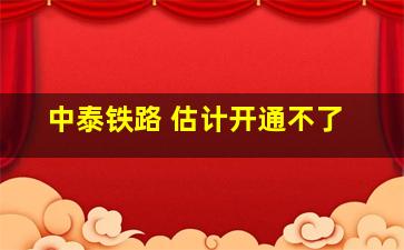 中泰铁路 估计开通不了